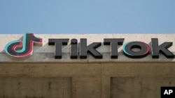 FILE - A TikTok sign is displayed in Culver City, Calif., March 11, 2024.