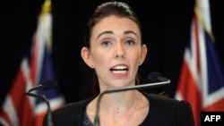 Perdana Menteri Selandia Baru Jacinda Ardern dalam konferensi pers di Wellington, 18 Maret 2019.