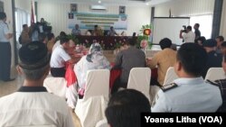 Rapat Koordinasi Penyusunan Pedoman Penanganan Bencana (Disaster Plan) Seluruh UPT (Unit Pelaksana Teknis) Pemasyarakatan di Rutan Kelas IIA Palu, 10 September 2019. (Foto: VOA/Yoanes Litha)
