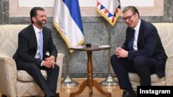 Predsednik Srbije Aleksandar Vučić sastao se sa Donaldom Trampom mlađim, sinom američkog predsednika Donalda Trampa. (Foto: FoNet/Instagram)