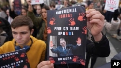 Protest u Beogradu, decembar 2024. (AP Photo/Darko Vojinovic)
