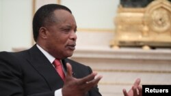 Président Denis Sassou N'Guesso ya Congo-Brazzaville na bokutani na président Russie Vladimir Poutine (amonani te na photo) na Kremlin, Moscou, Russie. 23 mai 2019.