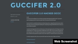 Screenshot dari laman peretas Guccifer 2.0 pada hari Sabtu (13/8). 