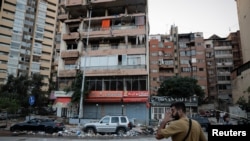 레바논 베이루트에서 이스라엘군 공격으로 부서진 건물 (자료사진)