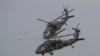 FILE - Two U.S. Black Hawk helicopters participate in a media demonstration.