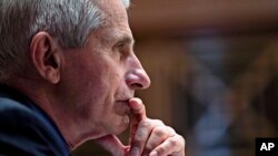 资料照：2021年5月26日，拜登总统的首席医学顾问弗契在国会山出席一个听证会。