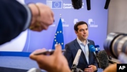 2015年7月13日 希腊总理齐普拉斯对媒体发表讲话。