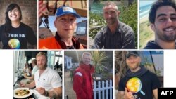 Footgrafije stradalih humanitarnih radnika iz Svjetske centralne kuhinje (Foto: WORLD CENTRAL KITCHEN / AFP) / 