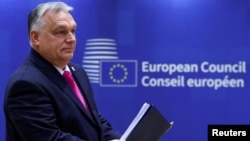 Perdana Menteri Hungaria Viktor Orban menghadiri pertemuan para pemimpin Uni Eropa di Brussels, Belgia, pada 14 Desember 2023. (Foto: Reuters/Yves Herman)