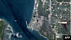 Selebaran dari perusahaan citra komersial AS BlackSky Technology Inc. yang dirilis pada 24 Juli 2023 ini menunjukkan lokasi pangkalan angkatan laut yang sedang dibangun di Ream, Kamboja, 18 Agustus 2021. (Handout/BLACKSKY TECHNOLOGY INC/AFP)