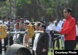 Presiden Joko Widodo dalam acara deklarasi antiradikalisme terorisme dari pimpinan perguruan tinggi se-Indonesia di Nusa Dua Bali, Selasa, 26 September 2017. (Foto: Biro Pers Kepresidenan RI).