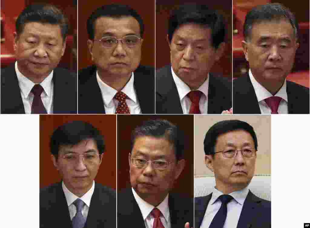 中共十九届中央政治局常委包括两位十八届常委和五位新常委。他们都是十八届政治局委员,都是汉族人,男性,1950年代出生。官方排名显示了他们的地位和现在或不久后的职务。他们是习近平、李克强、栗战书、汪洋、王沪宁、赵乐际和韩正。