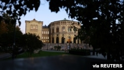 资料照片：挪威议会大厦。