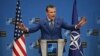 U.S. Secretary of Defense Pete Hegseth speaks during a media conference after a meeting of NATO defense ministers at NATO headquarters in Brussels on Feb. 13, 2025.