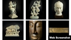 Stone and wood Khmer sculptures (Courtesy of Khmer Art Gallery)