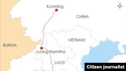 ແຜນທີ່ ເສັ້ນທາງ ການກໍ່ສ້າງທາງລົດໄຟ ເຊື່ອມຕໍ່ ລາວກັບຈີນ