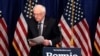 Democratic presidential candidate Bernie Sanders walks away from the podium after speaking to reporters in Burlington, Vermont, March 11, 2020.