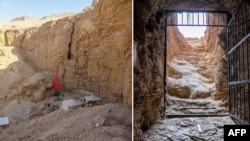 Pintu masuk ke makam Raja Thutmose II di Luxor, Mesir selatan. Otoritas kepurbakalaan Mesir mengatakan telah menemukan makam kuno Raja tersebut. (Foto: via AP)