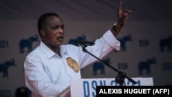 Président Denis Sassou N'Guesso na camapgne électorale na Brazzaville, 19 mars 2021.