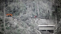 Sejumlah tim penyelamat terlihat sedang mengamati wilayah terdampak guguran awan panas yang dikeluarkan oleh Gunung Semeru di sekitar Desa Sumber Wuluh pada 7 Desember 2021. (Foto: VOA/Indra Yoga)