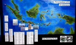 Peta penampakan UFO di Indonesia. (Foto: VOA/Petrus Riski)