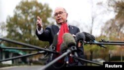 白宫经济顾问库德洛11月13日在白宫外面对记者讲话.