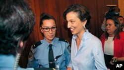 Direktur Jenderal UNESCO Audrey Azoulay tiba di markas UNESCO, di Paris, 13 Oktober 2017. (Foto: dok).