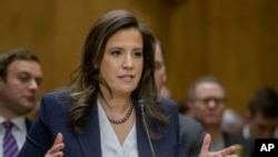 唐纳德·特朗普总统提名的美国驻联合国大使埃莉斯·斯特凡尼克2025年1月21日出席其参议院就其提名举行的听证会。
