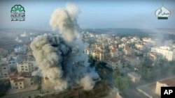 Ahrar al-Sham组织发布的航拍空袭图片