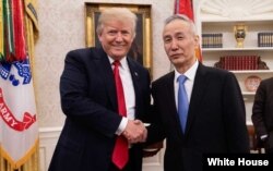 President Donald Trump meets with Chinese Vice Premier Liu He at the White House, May 17, 2018.