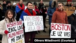 Sretenjski skup podrške studentima Srbije u Bostonu, 15. februar 2025. (Courtesy/ Olivera MIladinović)