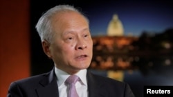 中国驻美大使崔天凯接受路透社记者采访。（2018年11月6日）