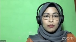 Perwakilan dari Persatuan Pekerja Rumah Tangga Indonesia Migran (PERTIMIG) di Malaysia, Bariyah Iyah. (Anugrah Andriansyah)