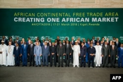 The African Heads of States and Governments pose during an African Union Summit for the agreement to establish the African Continental Free Trade Area in Kigali, Rwanda, March 21, 2018.