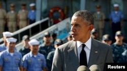 2015年11月17日APEC期间美国总统奥巴马在马尼拉发表讲话。