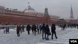 冬天的莫斯科红场和列宁墓(美国之音 白桦)