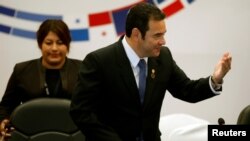 Presiden Guatemala Jimmy Morales saat menghadiri rapat Sistem Integrasi Amerika Tengah (SICA), di Guatemala City, Guatemala, 5 Juni 2019.