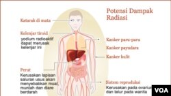 Potensi dampak dari radiasi terhadap sel-sel tubuh manusia.