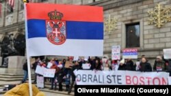 Sretenjski skup podrške studentima Srbije u Bostonu, 15. februar 2025. (Courtesy/ Olivera MIladinović)