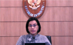 Menteri Keuangan Sri Mulyani dalam tangkapan layar. (Foto: VOA/Nurhadi)