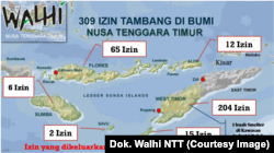 Peta sebaran ijin pertambangna di NTT (dok. Walhi NTT)