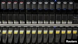 FILE - Hard disks are pictured inside a server room at a company in Bangkok, Thailand, April 5, 2016.