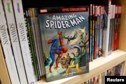 Komik Spider-Man tampak dalam foto ilustrasi, 12 November 2018.