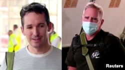 澳广驻京记者比尔·博图斯 （左）与澳大利亚金融评论驻沪记者迈克·史密斯（右）