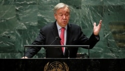 Generalni sekretar UN Antonio Gutereš obraća se učesnicima 76. Generalne skupštine UN u Njujorku, 21. septembra 2021.