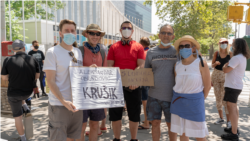 Srpski iseljenici u Njujorku ponovo su izrazili solidarnost sa nedavnim protestima u Srbiji, 19. jula 2020. (Foto: Nedeljko Jevtic)