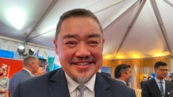 台湾立法院人权促进会秘书长吾尔开希2021年10月6日在华盛顿双橡园参加台湾双十庆祝活动（美国之音锺辰芳拍摄）