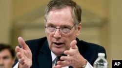 美国贸易代表莱特希泽3月21日在国会听证会上