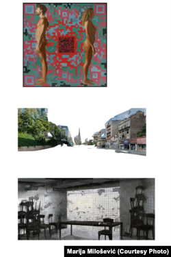 Umetnost na izložbi #SerbiaInRealLife: radovi Vladislava Šćepanovića, Nemanja Lađića i Biljane Đurđević.