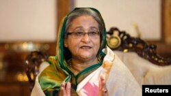 Thủ tướng Bangladesh Sheikh Hasina trong một cuộc họp báo tại Dhaka, ngày 6/1/2014.